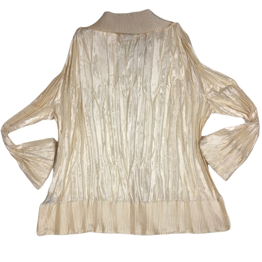 Victorian Cream Colored Crinkle Pleated Blouse size XL - Picture 5 of 7